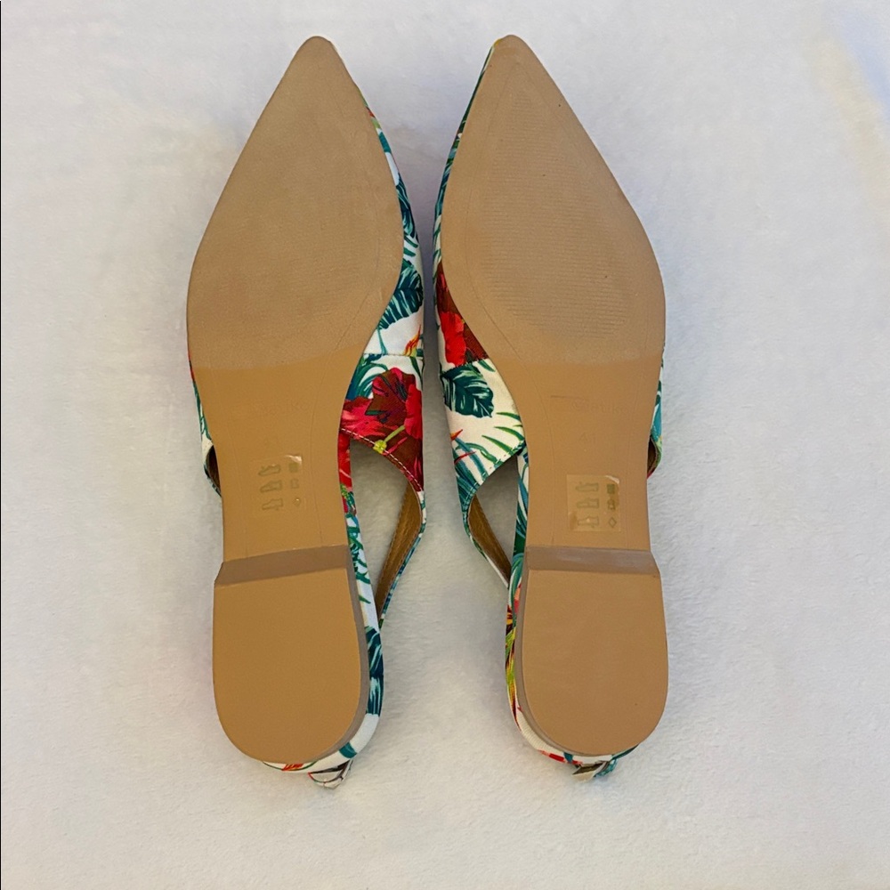 🦜 Matiko Lori Hawaiian Print Flat Pointed Toe Slingback Shoes. New! - Picture 6 of 9